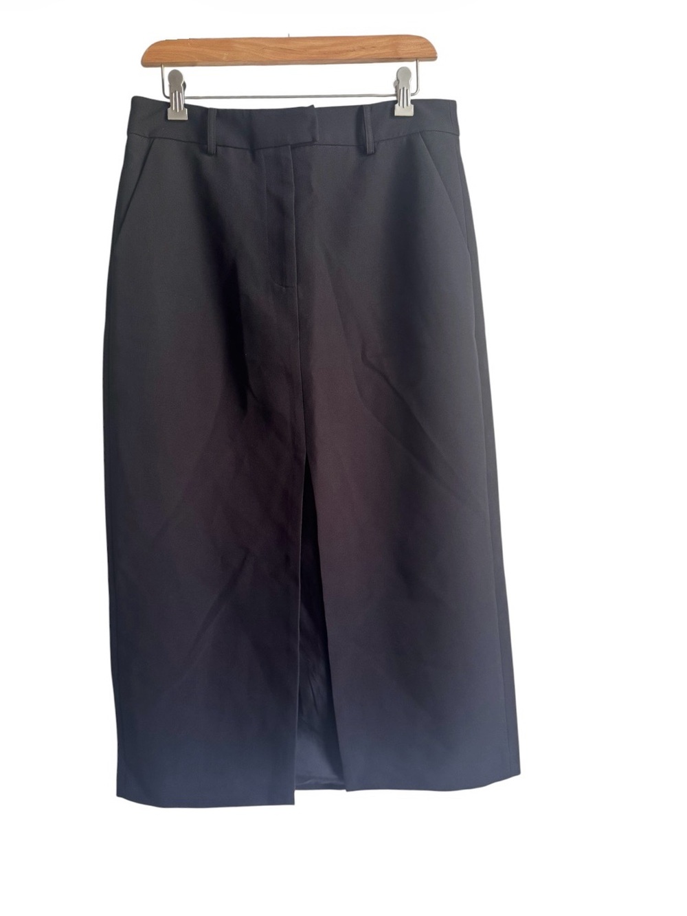 Commense Black Maxi Skirt with Front Slit